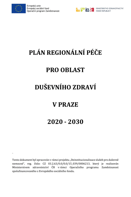Plán regionální péče pro oblast duševního zdraví v Praze 2020-2030
